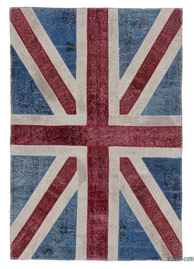 İngiltere Bayraklı Patchwork Halı - 123 cm x 183 cm