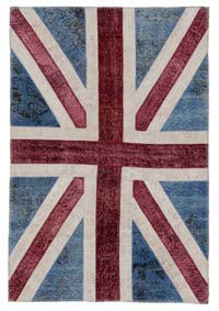 Patchwork Británica Flag Rug - 123 cm x 182 cm