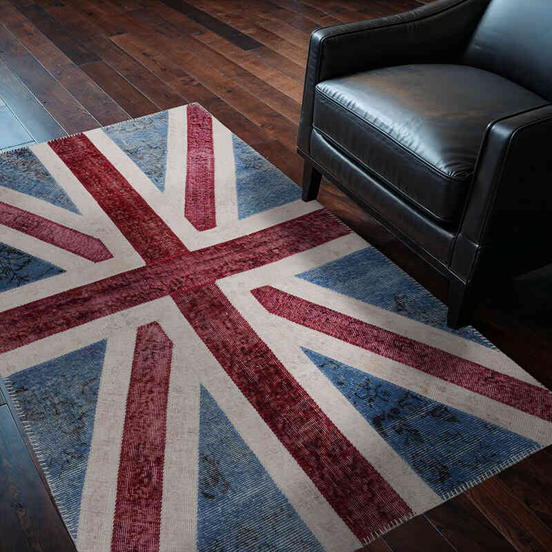 Patchwork Hand-Knotted Turkish Rug - 4'  x 6'  (48" x 72") - K0038561