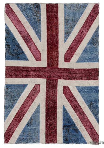 İngiltere Bayraklı Patchwork Halı - 123 cm x 182 cm