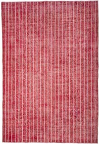 Red Embroidered Over-dyed Turkish Vintage Rug - 6' 11" x 10' 2" (83" x 122")