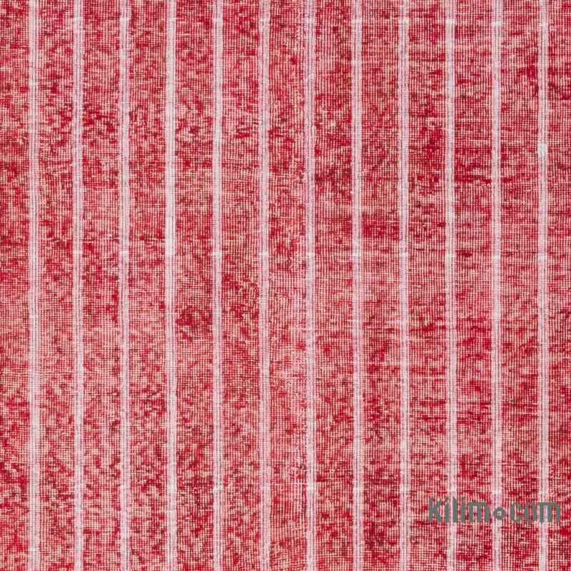 Red Embroidered Over-dyed Turkish Vintage Rug - 6' 11" x 10' 2" (83" x 122") - K0038578