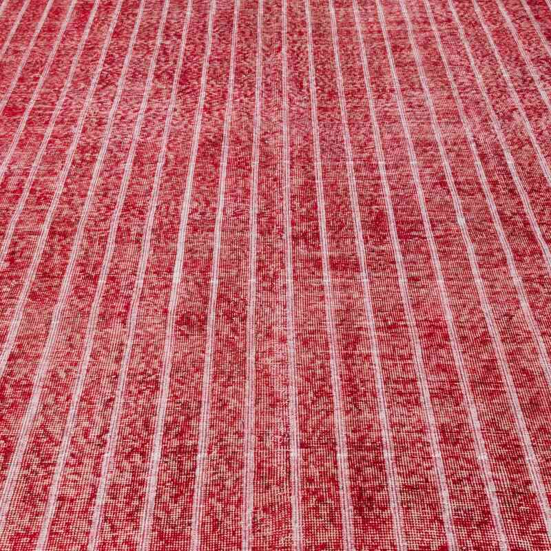Red Embroidered Over-dyed Turkish Vintage Rug - 6' 11" x 10' 2" (83" x 122") - K0038578
