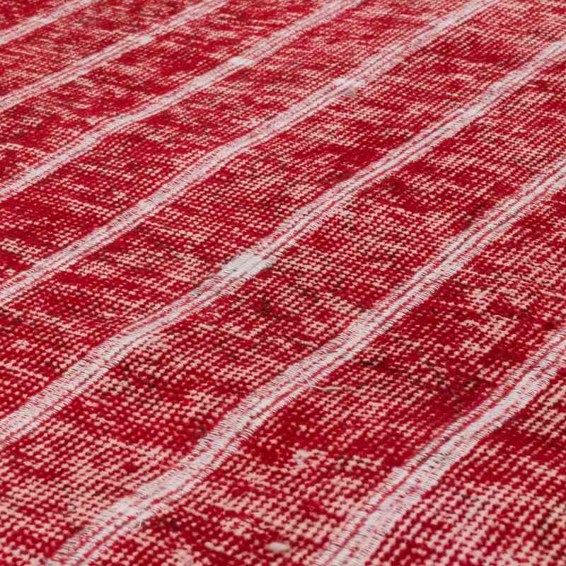 Red Embroidered Over-dyed Turkish Vintage Rug - 6' 11" x 10' 2" (83" x 122") - K0038578