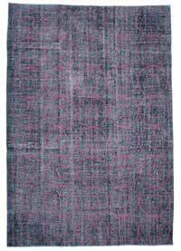 Embroidered Over-dyed Turkish Vintage Rug - 7' 3" x 10' 6" (87" x 126")
