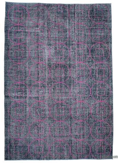 İşlemeli ve Boyalı El Dokuma Vintage Halı - 220 cm x 320 cm