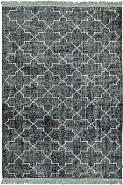 Black Embroidered Over-dyed Turkish Vintage Rug - 7' 4" x 10' 6" (88 in. x 126 in.)