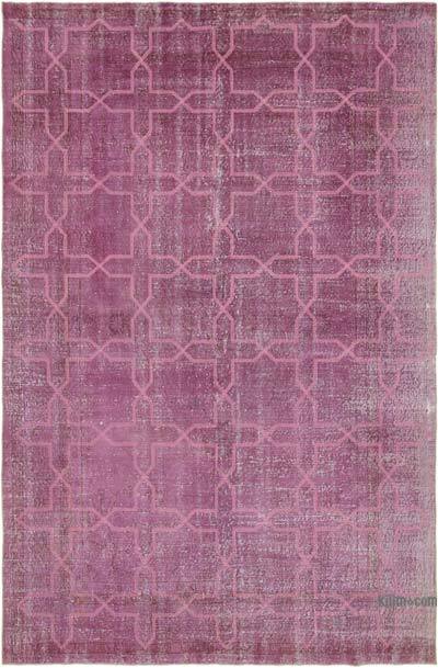 Pink Embroidered Over-dyed Turkish Vintage Rug - 6' 10" x 10' 3" (82 in. x 123 in.)