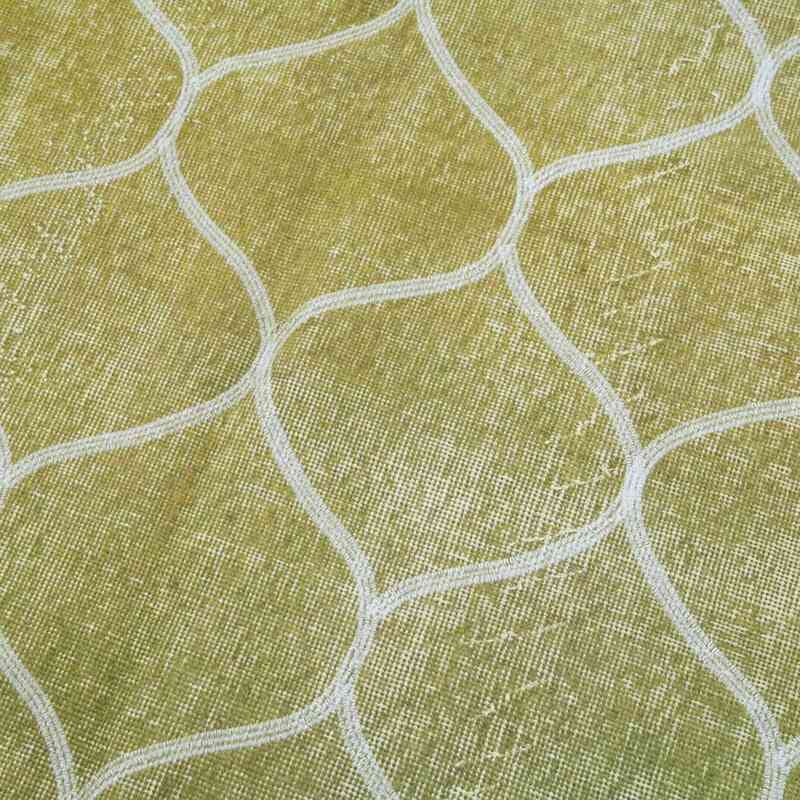 Yellow Embroidered Over-dyed Turkish Vintage Runner - 4' 7" x 10' 1" (55 in. x 121 in.) - K0038593