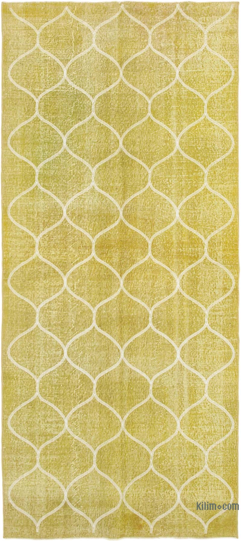 İşlemeli ve Boyalı El Dokuma Vintage Halı - 139 cm x 307 cm - K0038593