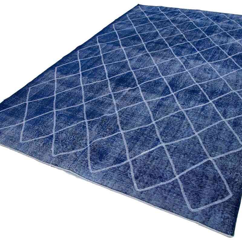 Blue Embroidered Over-dyed Turkish Vintage Rug - 7'  x 10' 4" (84" x 124") - K0038595
