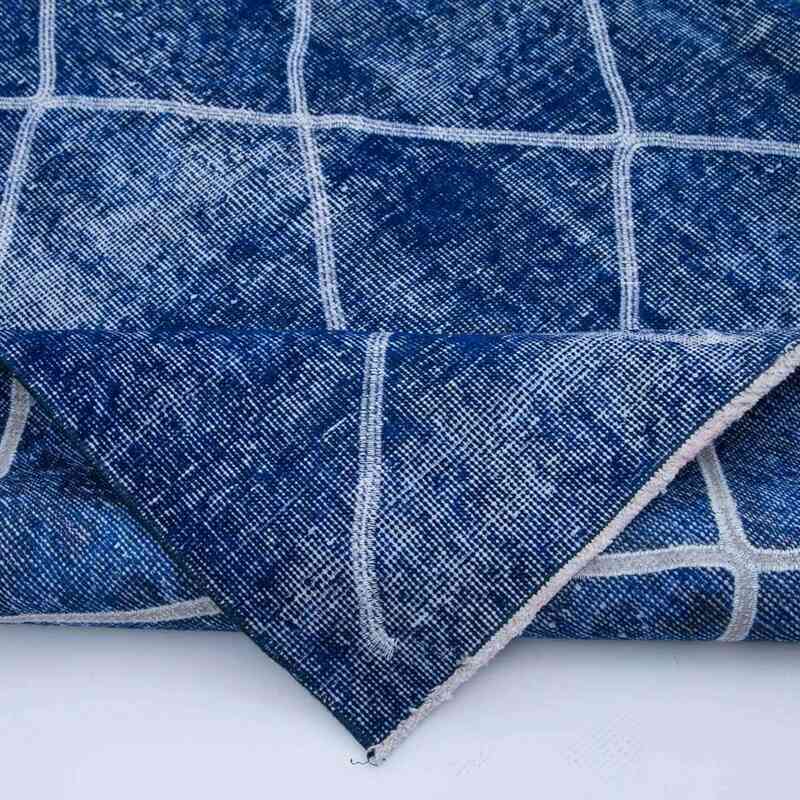 Blue Embroidered Over-dyed Turkish Vintage Rug - 7'  x 10' 4" (84" x 124") - K0038595
