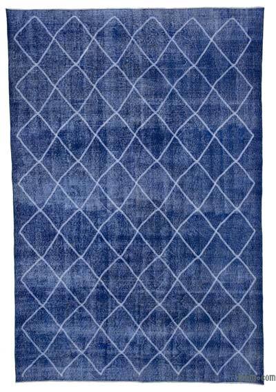 Blue Embroidered Over-dyed Turkish Vintage Rug - 7'  x 10' 4" (84 in. x 124 in.)