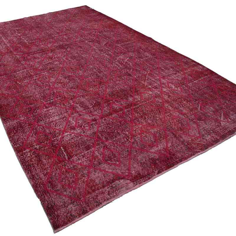 İşlemeli ve Boyalı El Dokuma Vintage Halı - 206 cm x 338 cm - K0038596