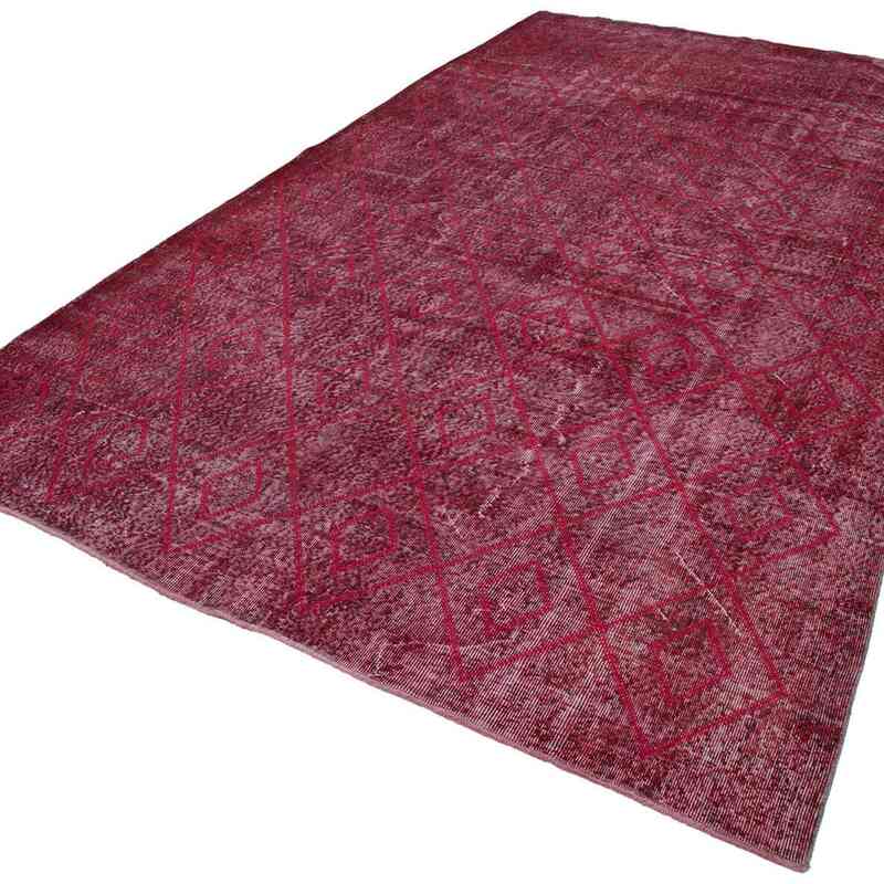 İşlemeli ve Boyalı El Dokuma Vintage Halı - 206 cm x 338 cm - K0038596