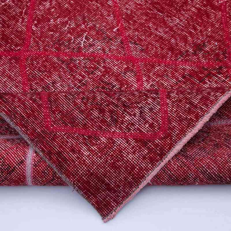 Kırmızı İşlemeli ve Boyalı El Dokuma Vintage Halı - 209 cm x 328 cm - K0038601