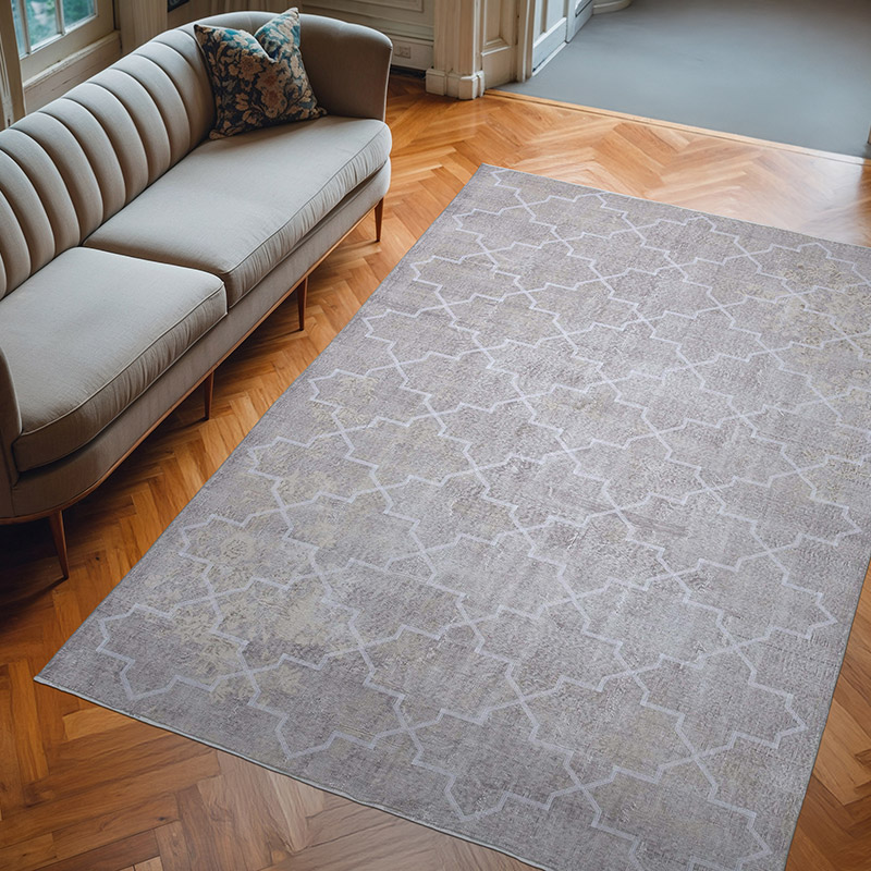 Gray Embroidered Over-dyed Turkish Vintage Rug - 6' 11" x 10' 2" (83" x 122") - K0038602