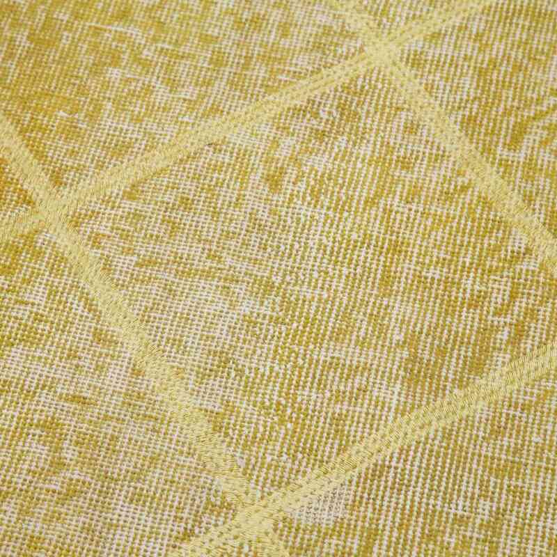 Yellow Embroidered Over-dyed Turkish Vintage Runner - 2' 11" x 10' 4" (35 in. x 124 in.) - K0038606