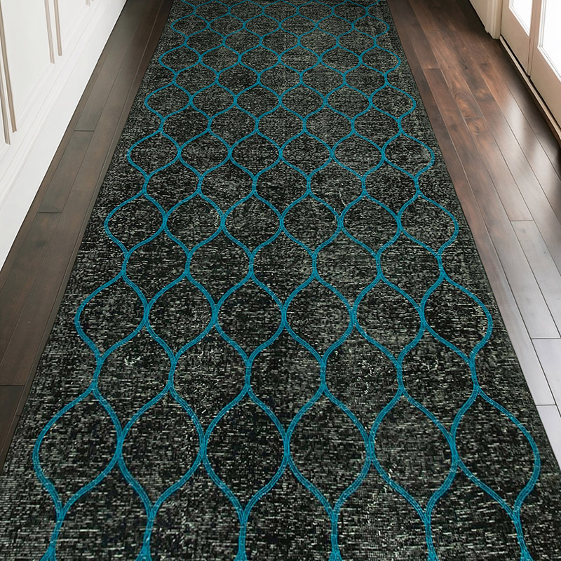 İşlemeli ve Boyalı El Dokuma Vintage Halı - 148 cm x 364 cm - K0038612