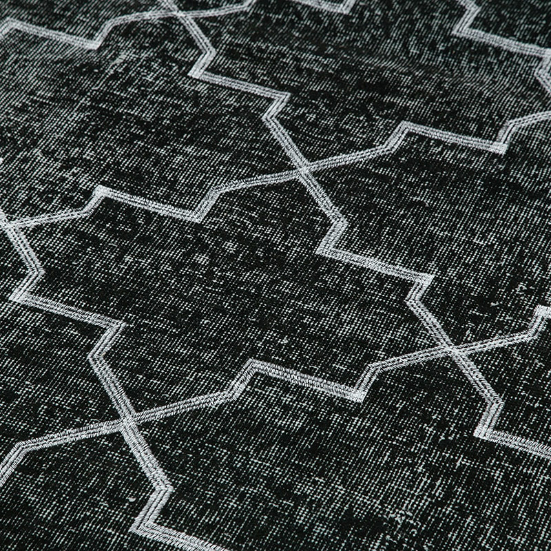 Negro Alfombra Turca bordada sobre teñida vintage - 146 cm x 376 cm - K0038614