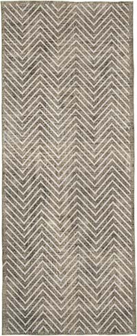Gri İşlemeli ve Boyalı El Dokuma Vintage Halı - 150 cm x 379 cm
