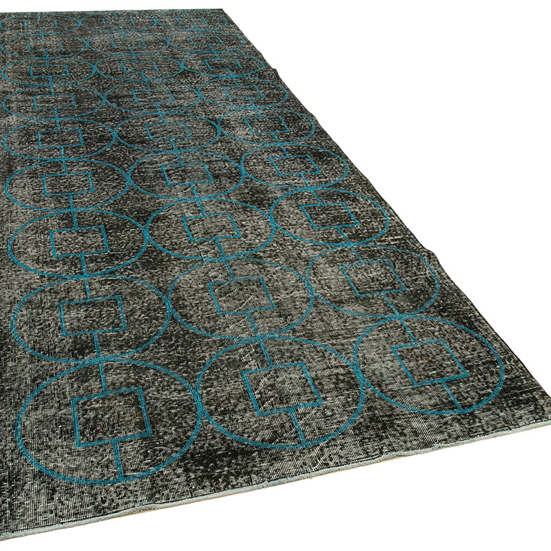 Embroidered Over-dyed Turkish Vintage Runner - 4' 7" x 12' 3" (55" x 147") - K0038622