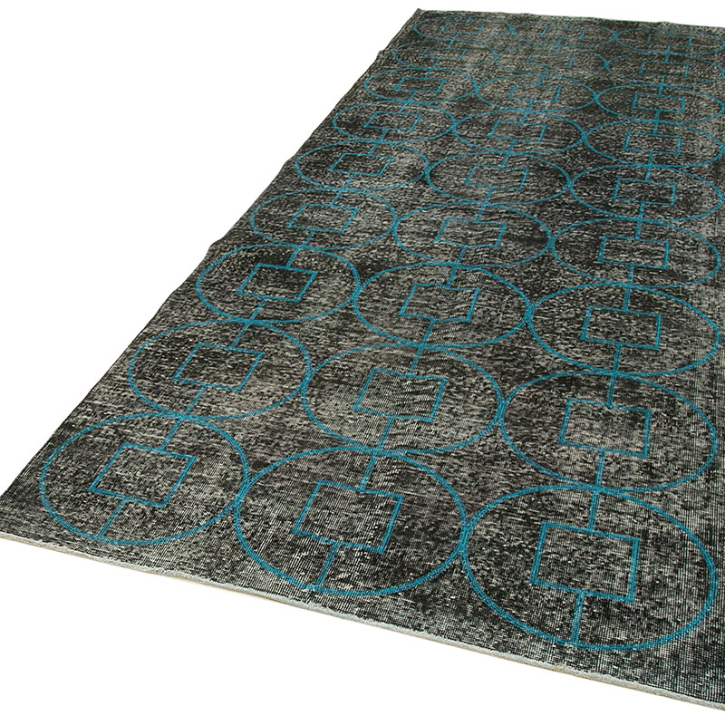 Embroidered Over-dyed Turkish Vintage Runner - 4' 7" x 12' 3" (55" x 147") - K0038622