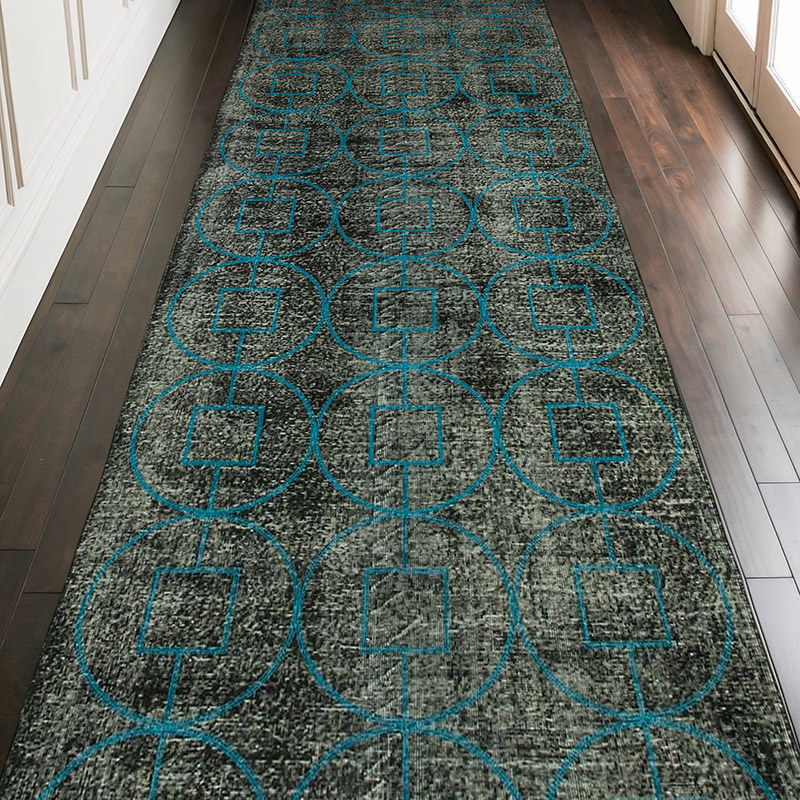 Embroidered Over-dyed Turkish Vintage Runner - 4' 7" x 12' 3" (55" x 147") - K0038622