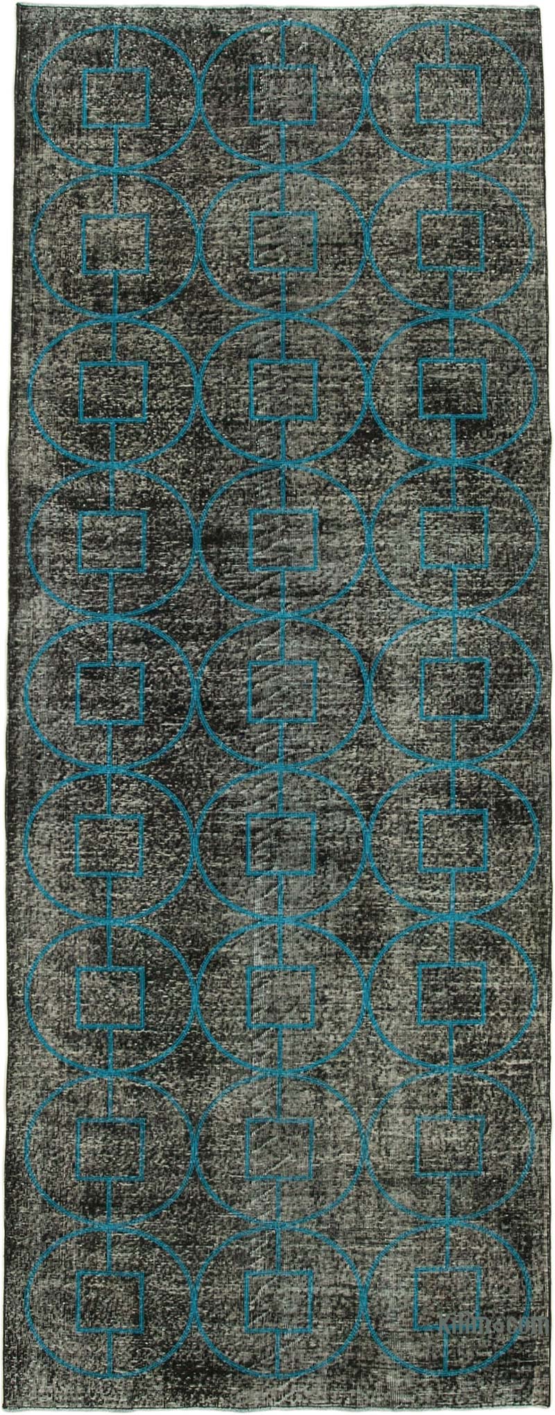Embroidered Over-dyed Turkish Vintage Runner - 4' 7" x 12' 3" (55" x 147") - K0038622