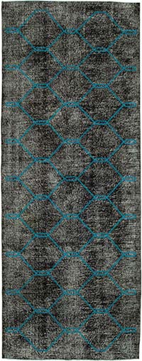 Embroidered Over-dyed Turkish Vintage Runner - 4' 9" x 12' 8" (57" x 152")