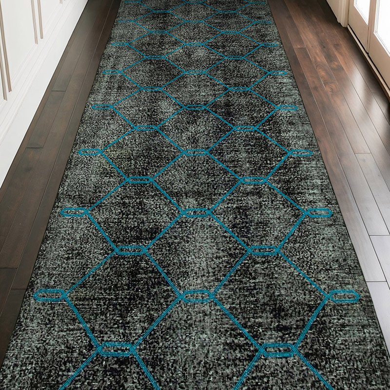 Alfombra Turca bordada sobre teñida vintage - 145 cm x 385 cm - K0038625