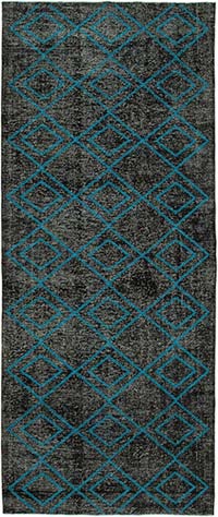 Embroidered Over-dyed Turkish Vintage Runner - 4' 9" x 11' 9" (57" x 141")