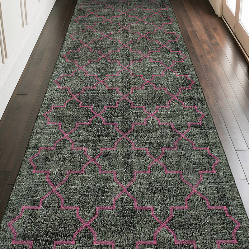 Alfombra Turca bordada sobre teñida vintage - 146 cm x 388 cm - K0038628