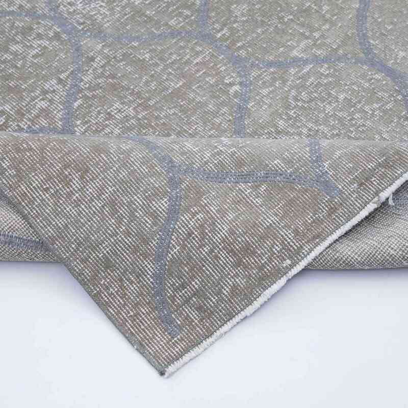 Grey Embroidered Over-dyed Turkish Vintage Runner - 3' 8" x 9' 11" (44 in. x 119 in.) - K0038630