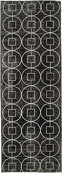 Black Embroidered Over-dyed Turkish Vintage Runner - 4' 6" x 12' 10" (54" x 154")