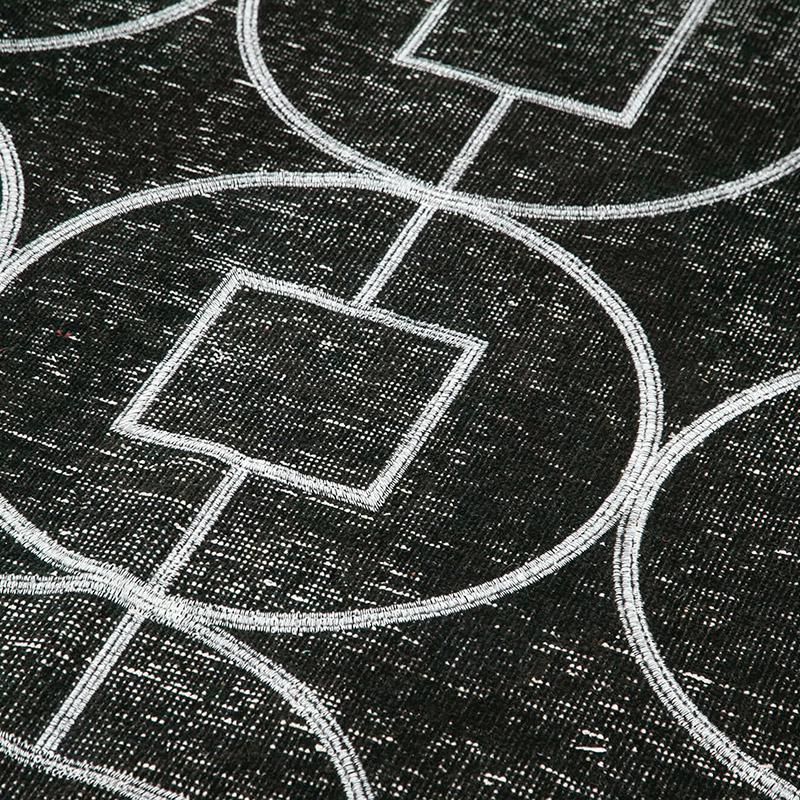 Black Embroidered Over-dyed Turkish Vintage Runner - 4' 6" x 12' 10" (54" x 154") - K0038632