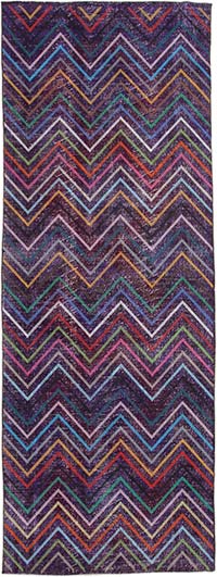 Purple Embroidered Over-dyed Turkish Vintage Runner - 4' 6" x 12' 4" (54" x 148")