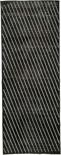 Siyah İşlemeli ve Boyalı El Dokuma Vintage Halı - 150 cm x 400 cm