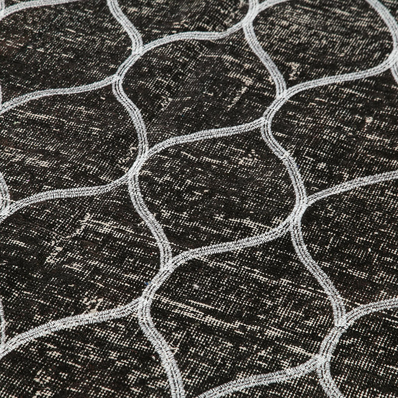 Negro Alfombra Turca bordada sobre teñida vintage - 146 cm x 399 cm - K0038636