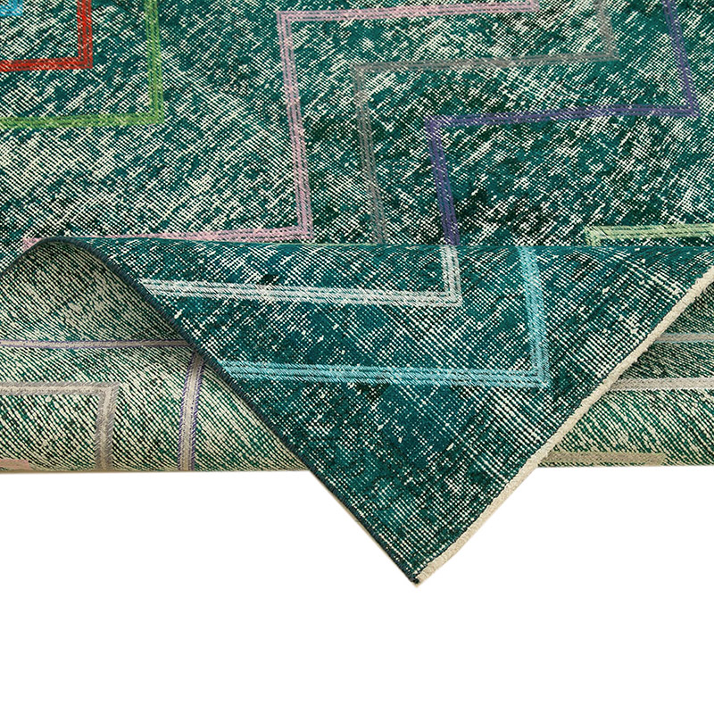 Embroidered Over-dyed Turkish Vintage Runner - 4' 7" x 12' 1" (55" x 145") - K0038639