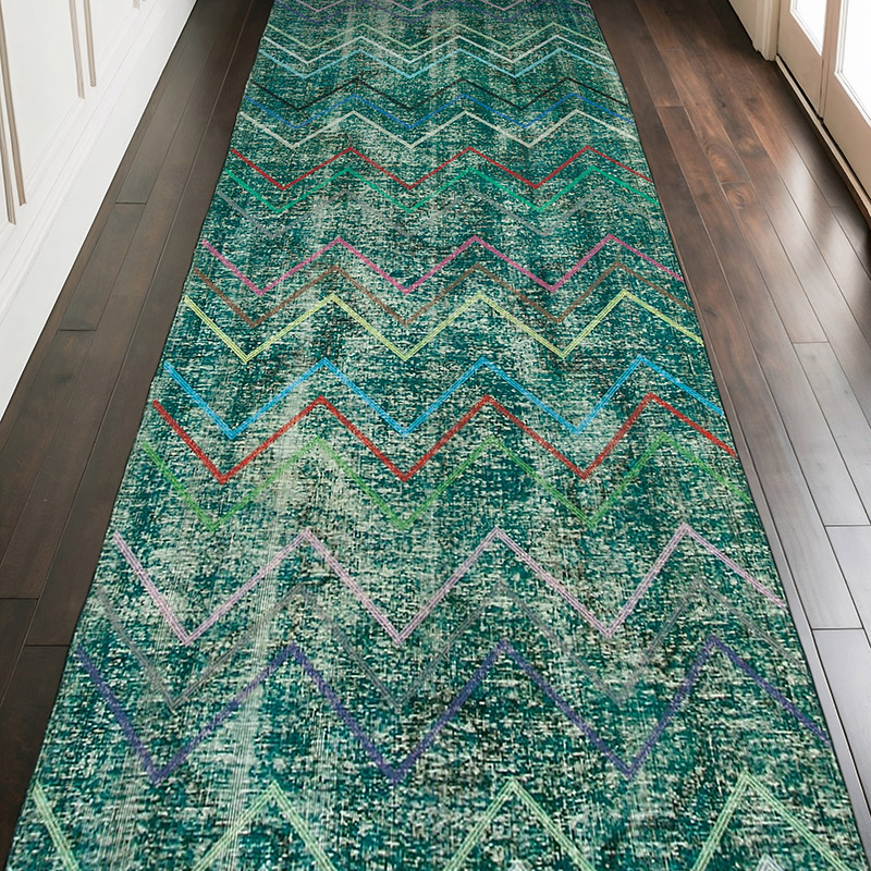 Embroidered Over-dyed Turkish Vintage Runner - 4' 7" x 12' 1" (55" x 145") - K0038639