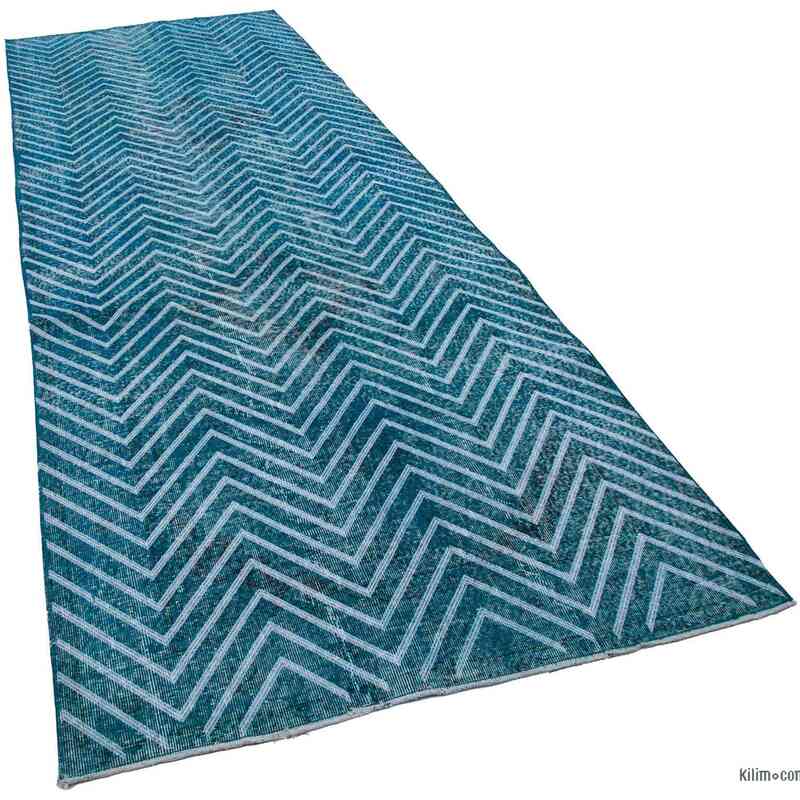 Embroidered Over-dyed Turkish Vintage Runner - 4' 8" x 13' 1" (56 in. x 157 in.) - K0038640
