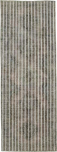 Gri İşlemeli ve Boyalı El Dokuma Vintage Halı - 138 cm x 286 cm