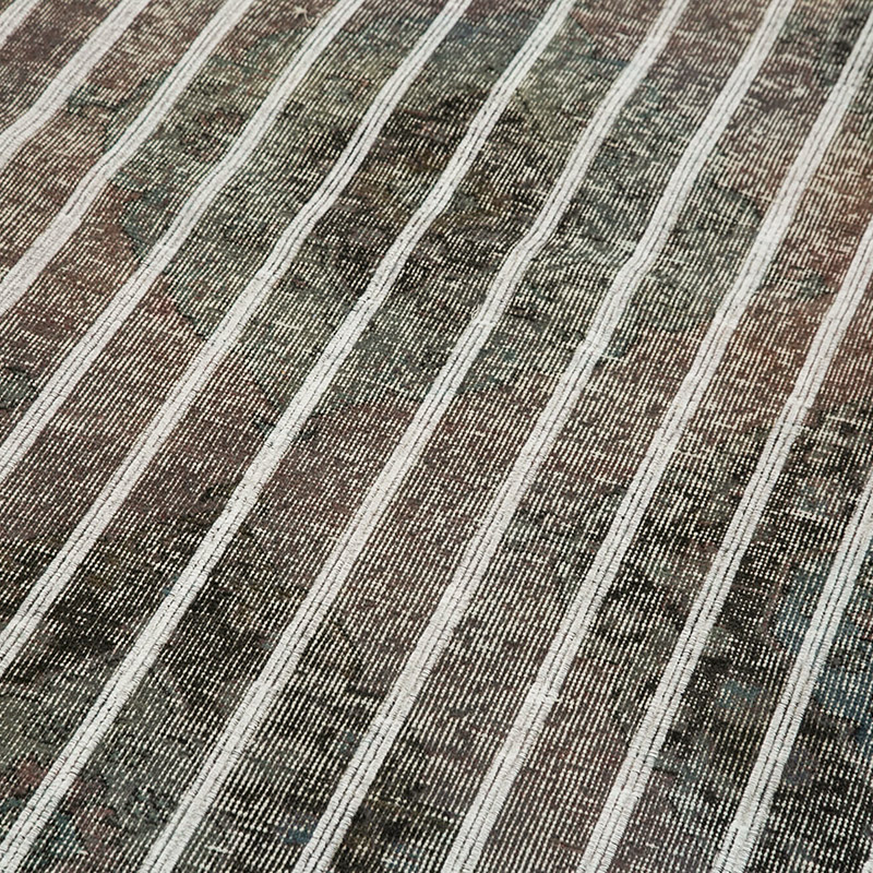 Gris Alfombra Turca bordada sobre teñida vintage - 138 cm x 286 cm - K0038641