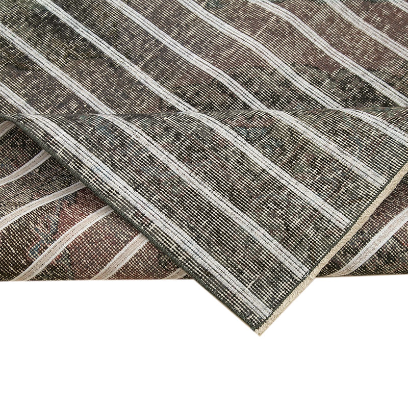Gris Alfombra Turca bordada sobre teñida vintage - 138 cm x 286 cm - K0038641