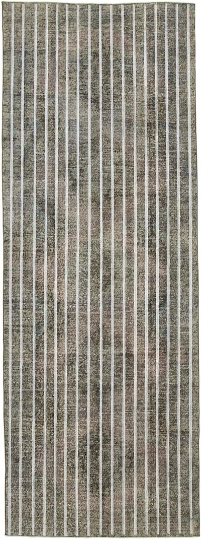 Gri İşlemeli ve Boyalı El Dokuma Vintage Halı - 138 cm x 286 cm