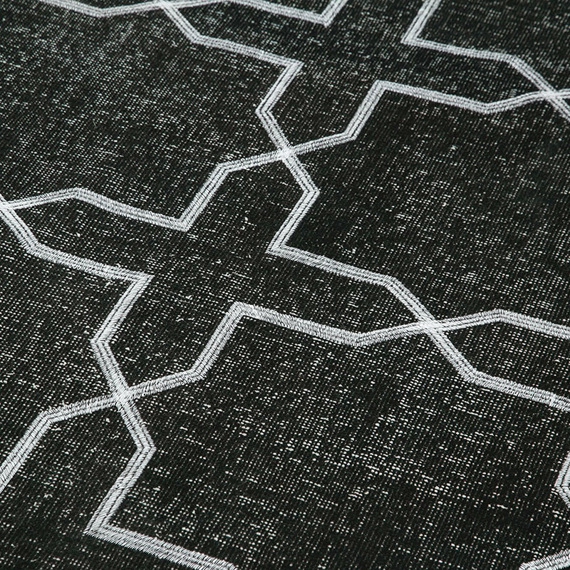 Negro Alfombra Turca bordada sobre teñida vintage - 146 cm x 406 cm - K0038645