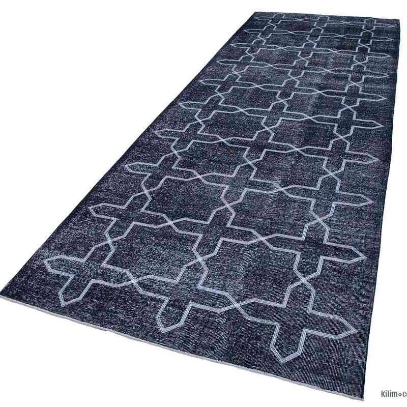 Grey Embroidered Over-dyed Turkish Vintage Runner - 4' 11" x 13' 5" (59 in. x 161 in.) - K0038647