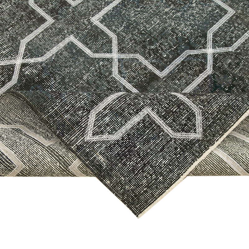 Gris Alfombra Turca bordada sobre teñida vintage - 150 cm x 410 cm - K0038647