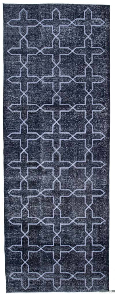 Grey Embroidered Over-dyed Turkish Vintage Runner - 4' 11" x 13' 5" (59 in. x 161 in.)